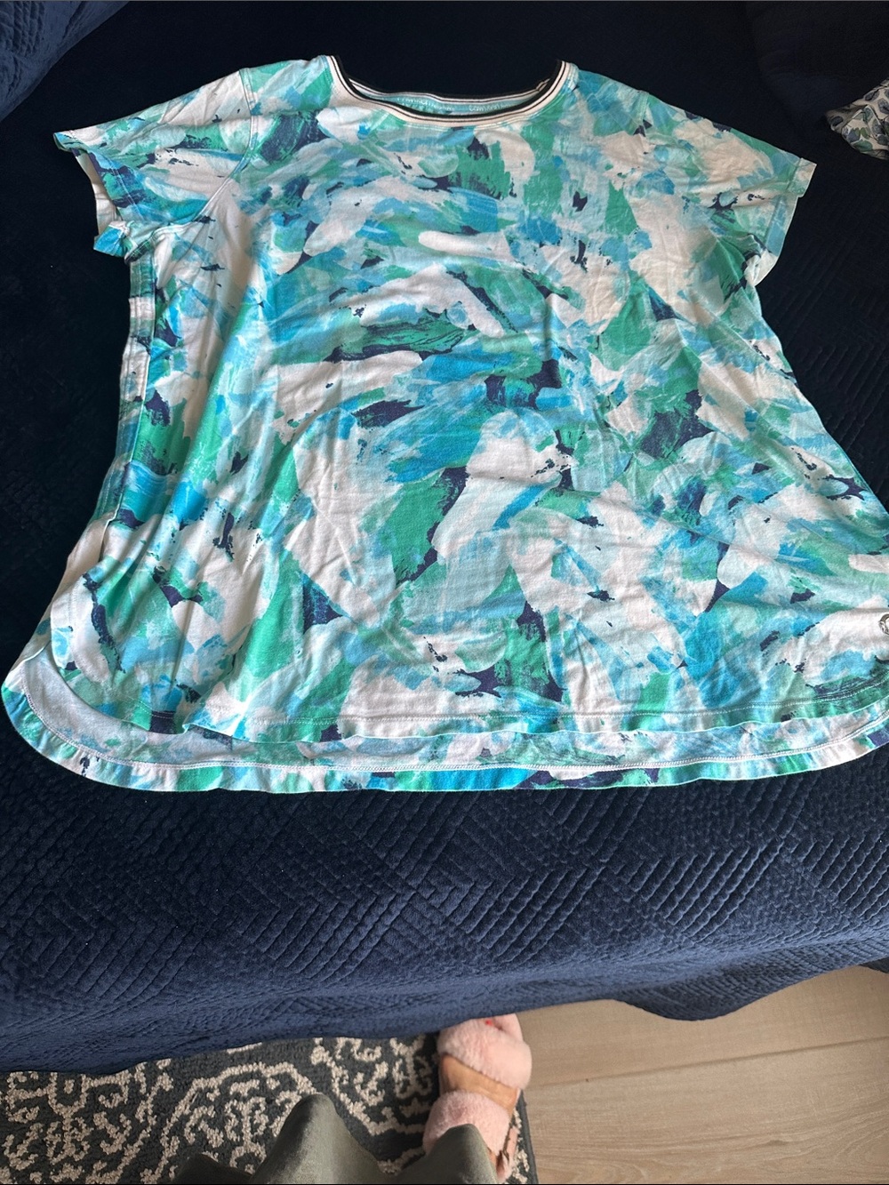 Calvin Klein Performance Teal & Blue Abstract Scoop Neck Tee